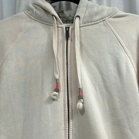 Roxy Light Peach Faux Fur Lined Hood Zip Hoodie Sweatshirt Junior Womens Medium - Picture 5 of 11